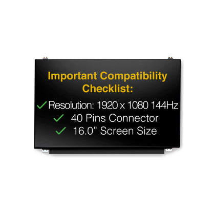 HP OMEN 16-AE0XXX 40 Pins FHD 1920x1080 Replacement Screen LED LCD Display
