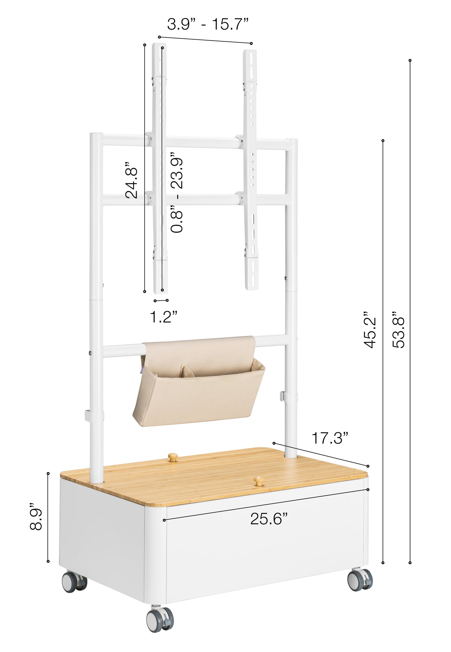 EASEL STUDIO TV CART WITH STORAGE BOX & POUCH