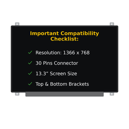 Dell 0DTMD6 Replacement Screen 30 Pins HD 1366x768 LED LCD Display