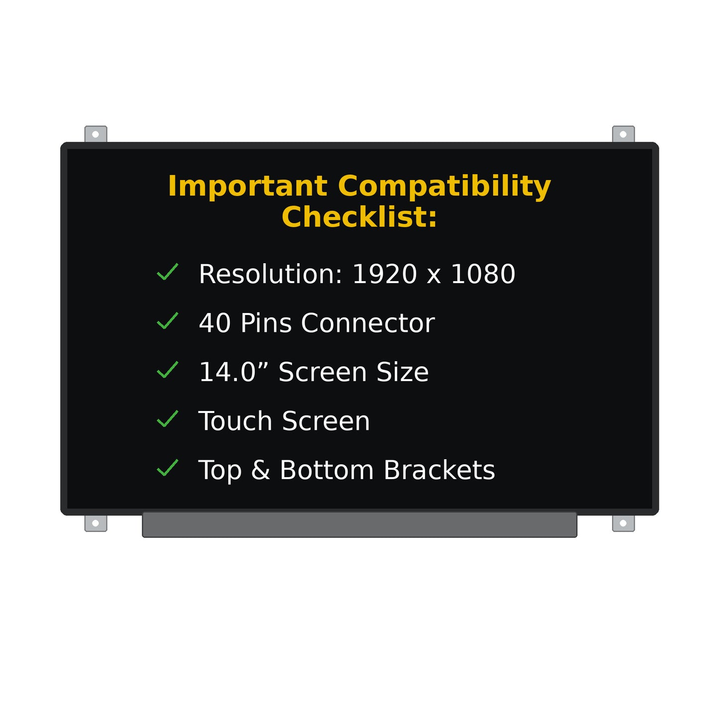 B140HAK01.0 HW6A Replacement Touch Screen 40 Pins FHD 1920x1080 LED LCD Display